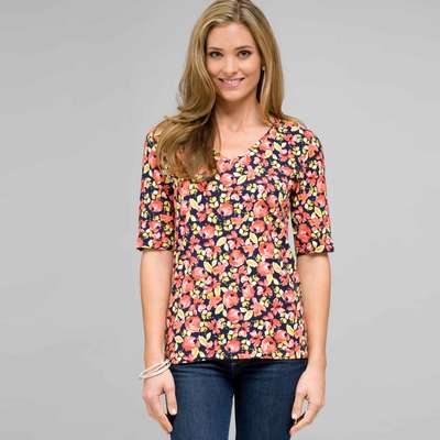 Floral V-neck Knit